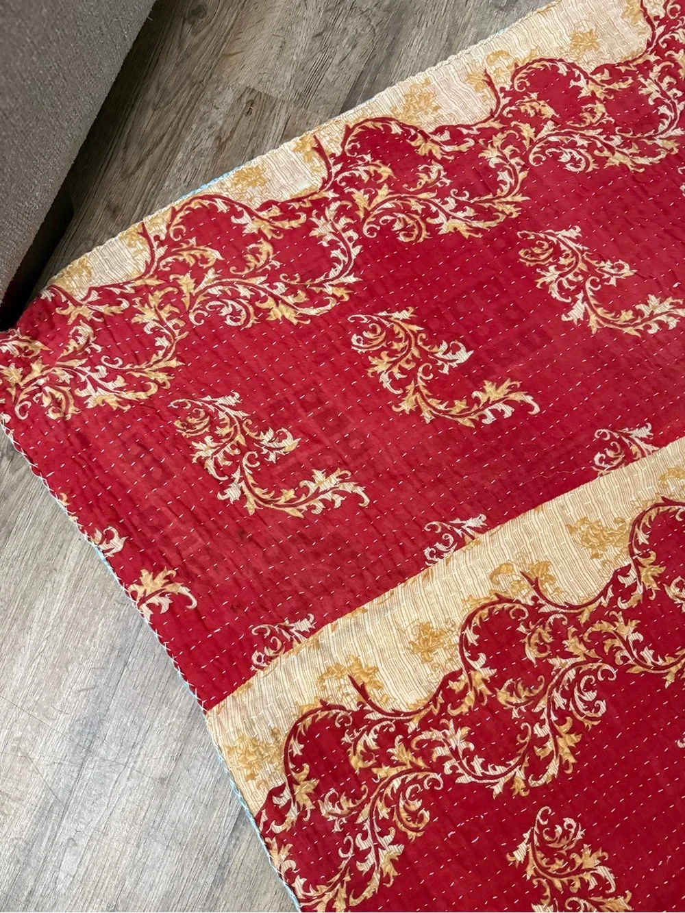 Handmade Twin 79”x51” Kantha Quilt